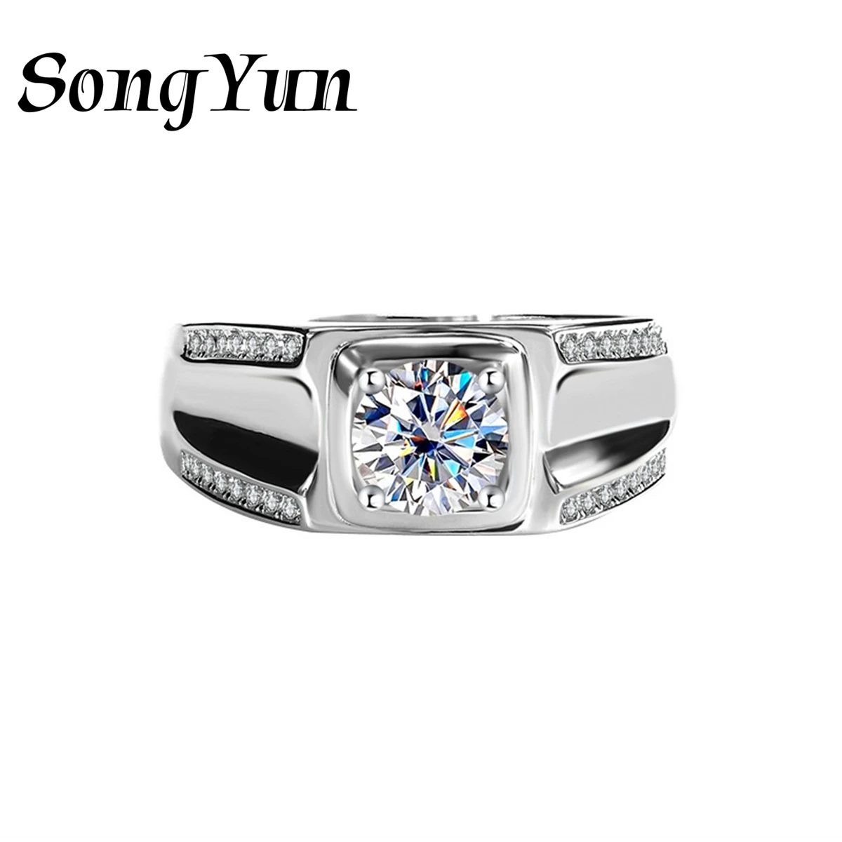

SongYun Brand Jewelry 925 Sterling Silver Ring Band GRA Certificate Moissanite Diamond Ring for Women 18K Real Gold Plated