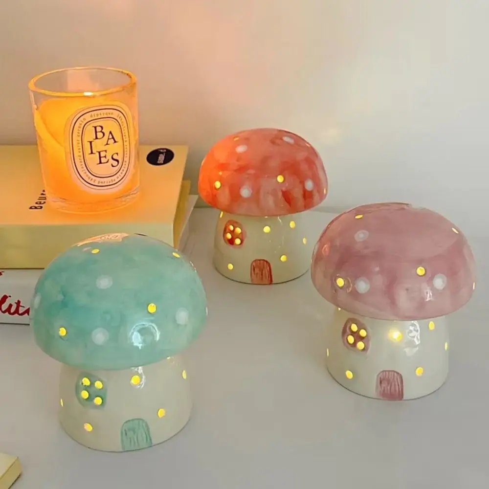 

Table Decor Lamp Mushroom Night Light Sleeping Nordic Bedside Night Light LED Eye Protection Ceramic Night Light Birthday Gift
