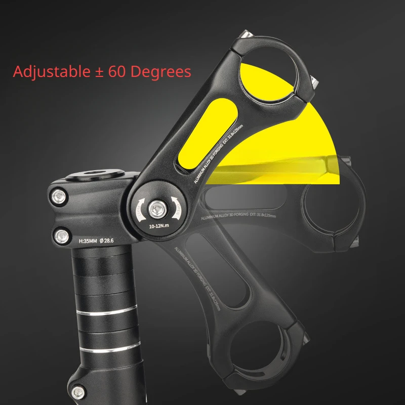 

Adjustable MTB Bike Stem ±60° 25.4/31.8mm Ultralight 3D Forged Aluminum Alloy Bicycle Handlebar Stem