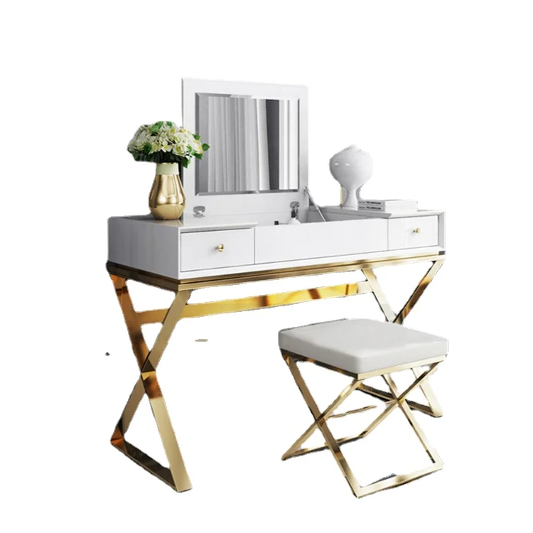

Hot Sale Stainless Steel Frame Mirror Dresser Drawer Bedroom Furniture