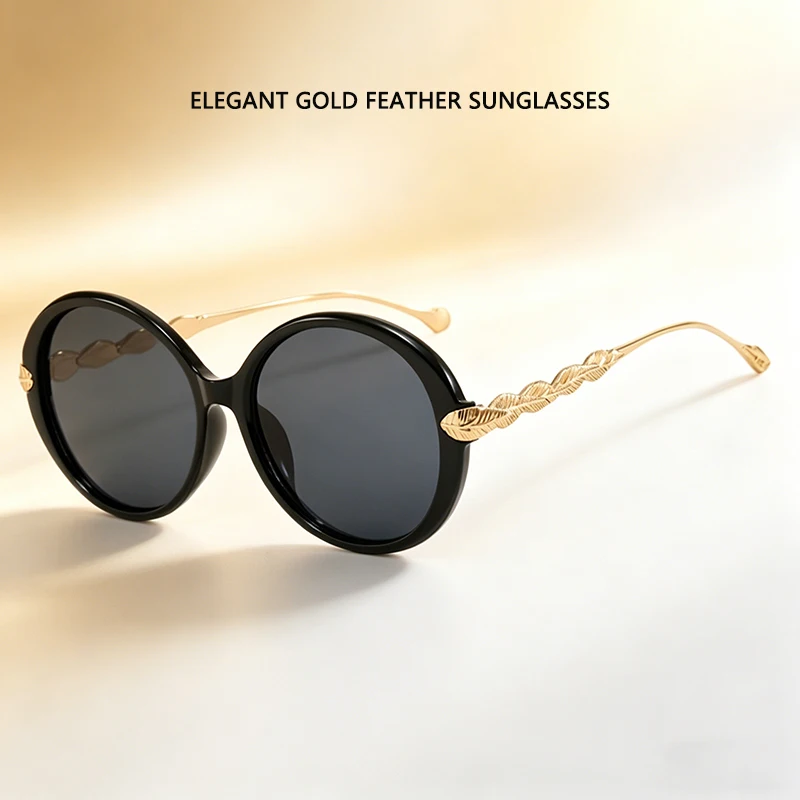 Oversized Round Sunglasses for Women, Retro Large Frame UV400 Protection Shades