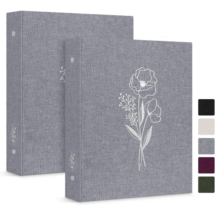 

Эстетическая папка A5 с 6 кольцами, 2 упаковки, льняная твердая обложка, 0,75 ih, маленькие круглые кольца, держатель папки для фотокарт, планировщик, подходит для бумаги формата А5 для