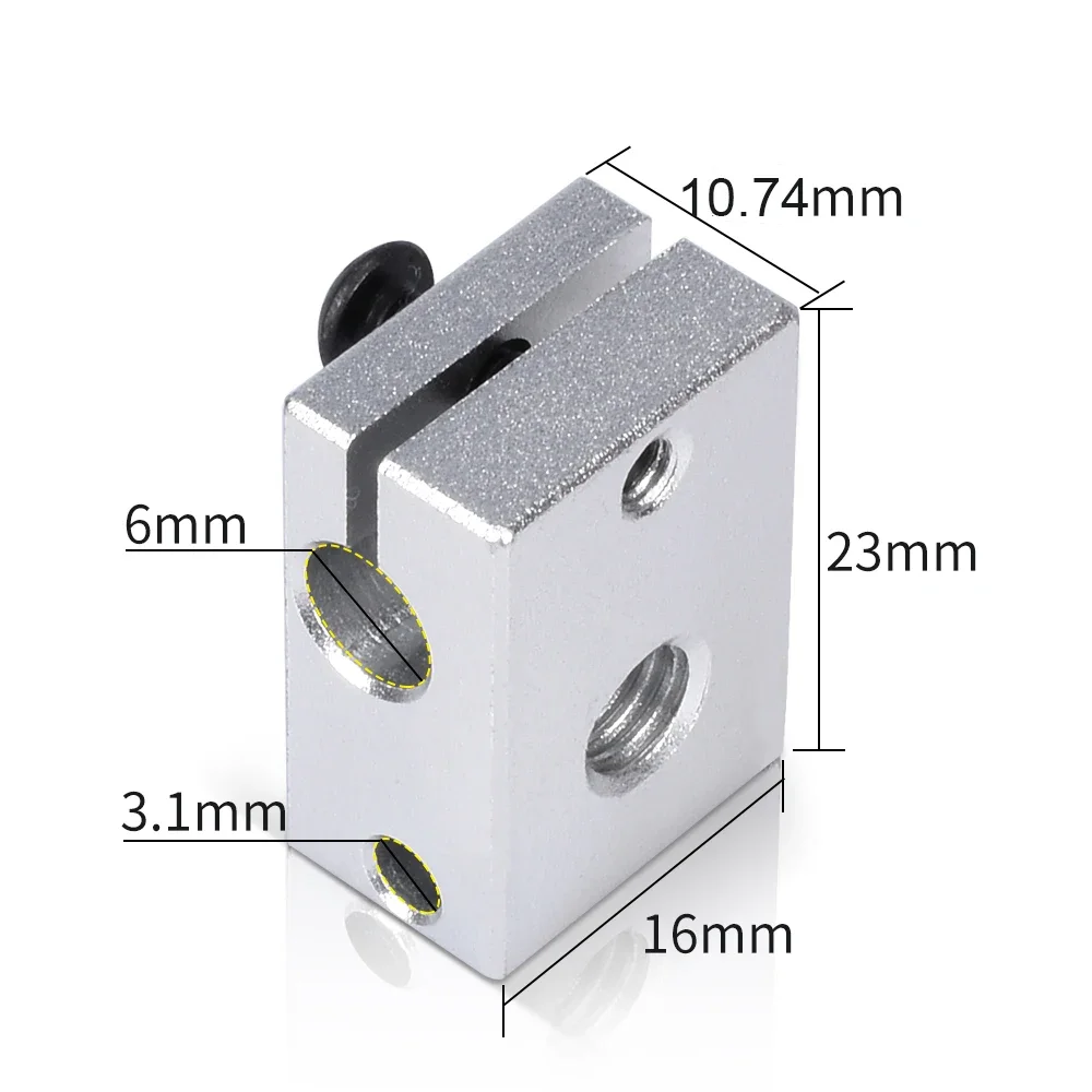 3D-printeronderdelen E3d V6 Verwarmingsblok Officieel Aluminium Blok Naar J-Head Hotend Bowden Extruder V6 Siliconen Sok Verwarmer Thermistor