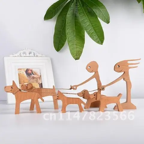 Craft Wooden Cat Figurine Table Ornament Home Decor Handmade Sculpture Natural Wood Great Gifts for Friends Droshipping