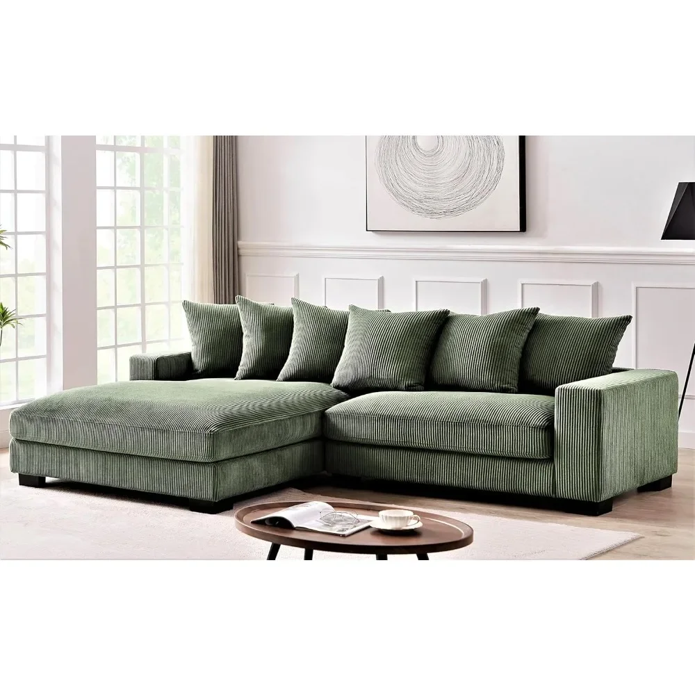 Two-Piece Left Facing Sectional Couches for Living Room 102.4-Inch L Shaped Sofa with Chaise Upholstered with Corduroy Fabric