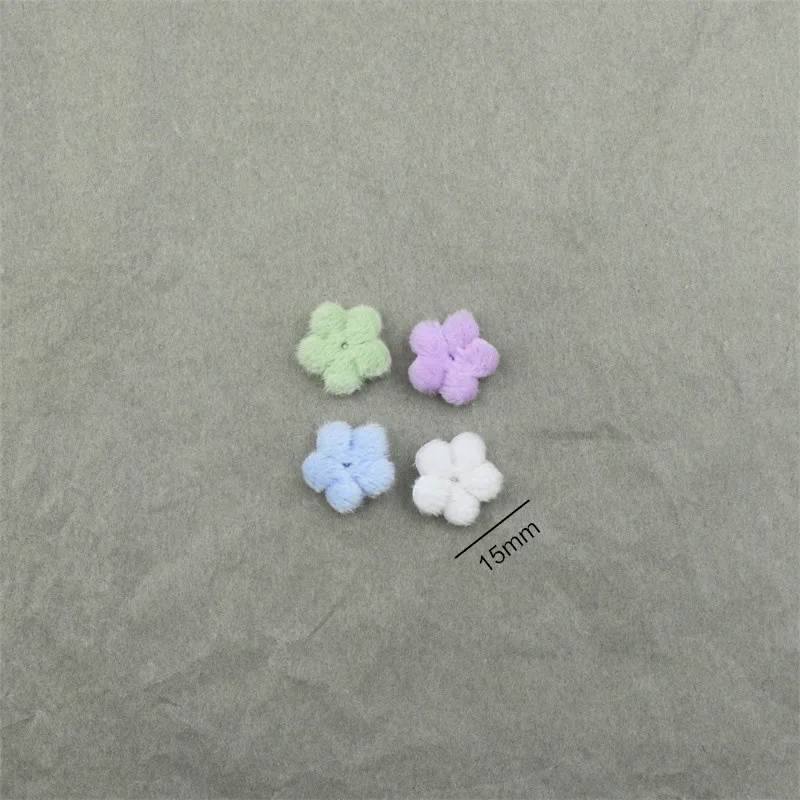 200Pcs 1.5cm Plush Little Flower Padded Appliques for DIY Headwear Hair Clips Decor Accessories Clothes Hat Shoes Sewing Patches