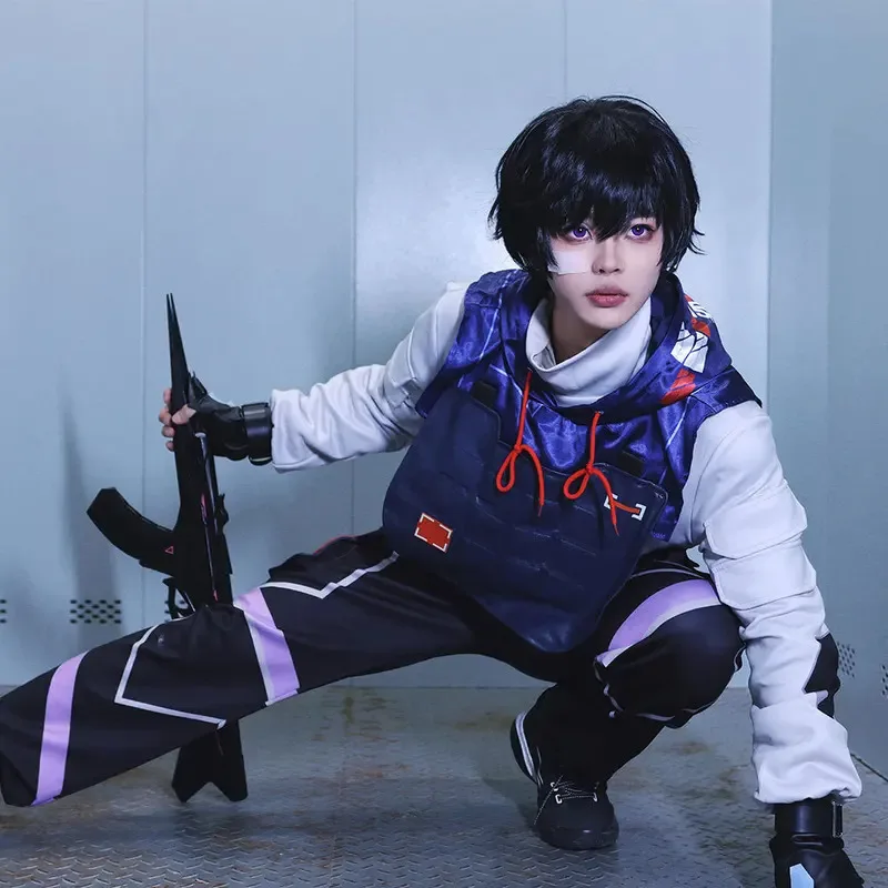 ISO تأثيري لعبة VALORANT زي شعر مستعار هالوين أنيمي الملابس الموحدة sk;m1