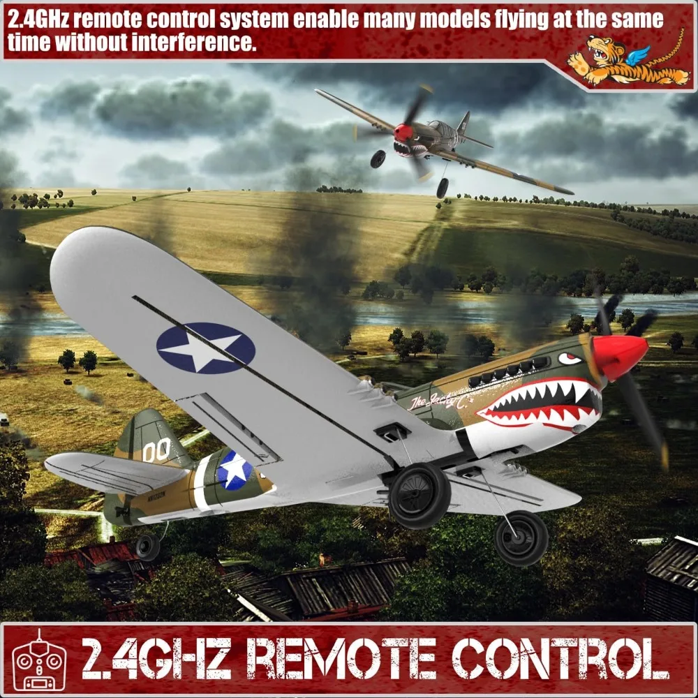Aereo RC Warhawk P-40 a 4 canali con stabilizzazione Xpilot per principianti e adulti - Pronto per volare