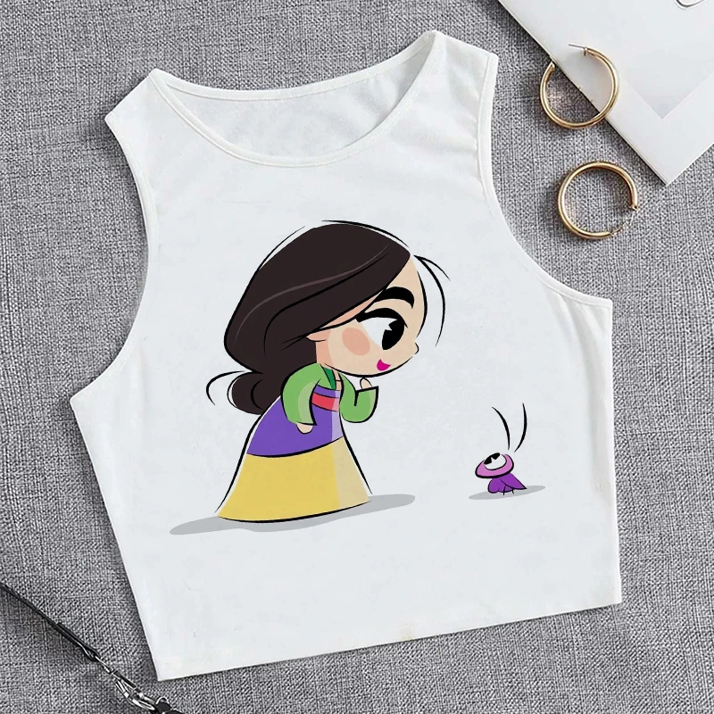 Vest Cropped Y2k Crop Top Shirt Tank Top Disney Princess Women Cute T-shirt Funny Tshirt Female Clothes Top Tee Shirt