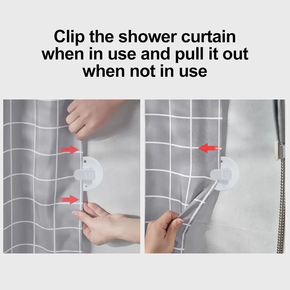 New Self Adhesive Shower Curtain Clips Waterproof White Shower Curtain Weights Plastic Material Windproof Clips Bathroom Use