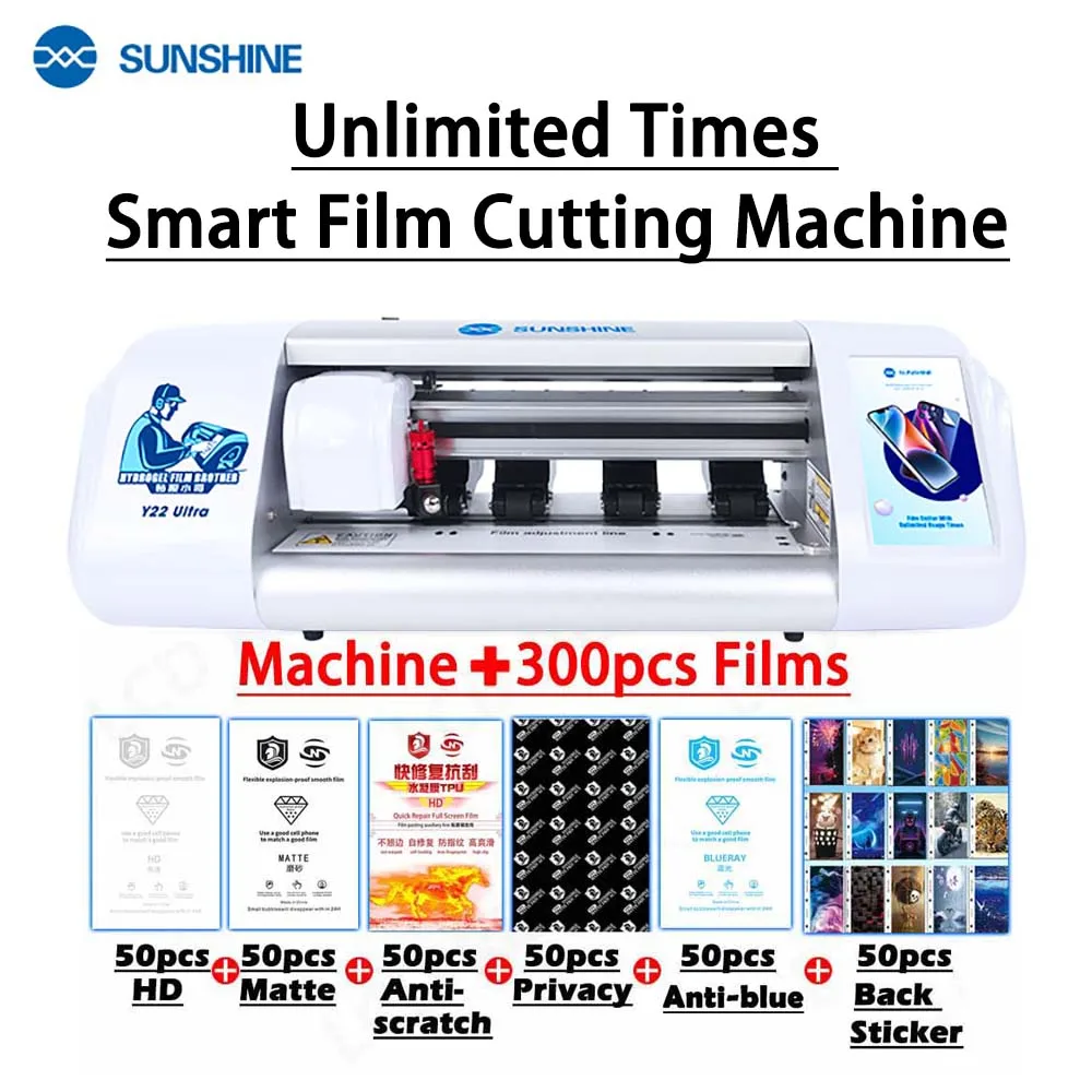 Unlock SUNSHINE Y22 Mobile Phone Hydrogel Film Curved Screen Protector Film Cutting Machine For iPhone Android Plotter Machine