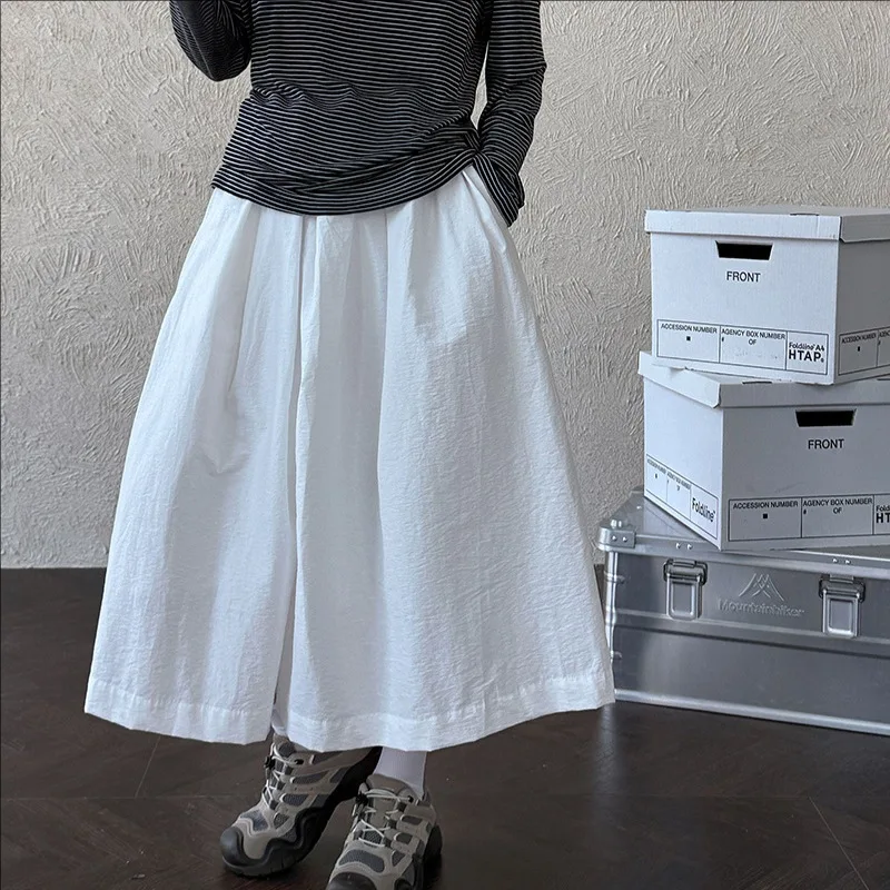 

Summer casual loose pleated elastic waist wide leg pants women
