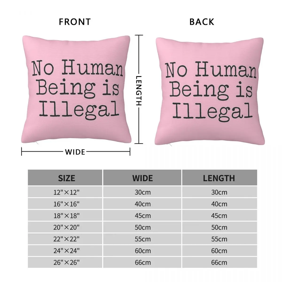 No Human Being Is Illegal Square Pillowcase Pillow Cover Polyester Cushion Decorative Comfort Throw Pillow for Home Living Room