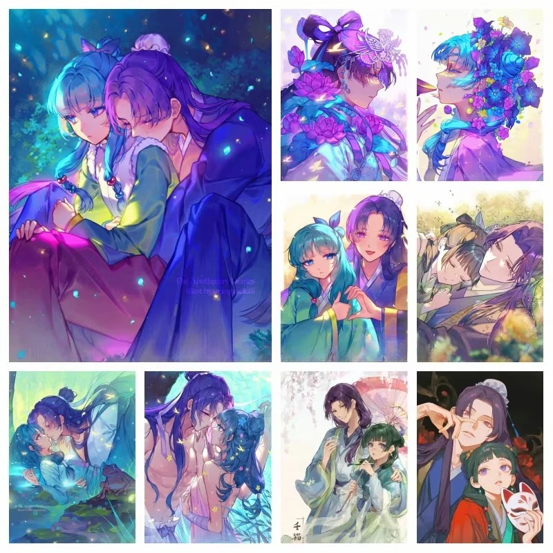 The Apothecary Diaries Mao Mao und Jin Shi 5D-Diamantgemälde zum Selbermachen, Anime-Charakter, Kreuzstich, Mosaik, Heimdekoration, Geschenk