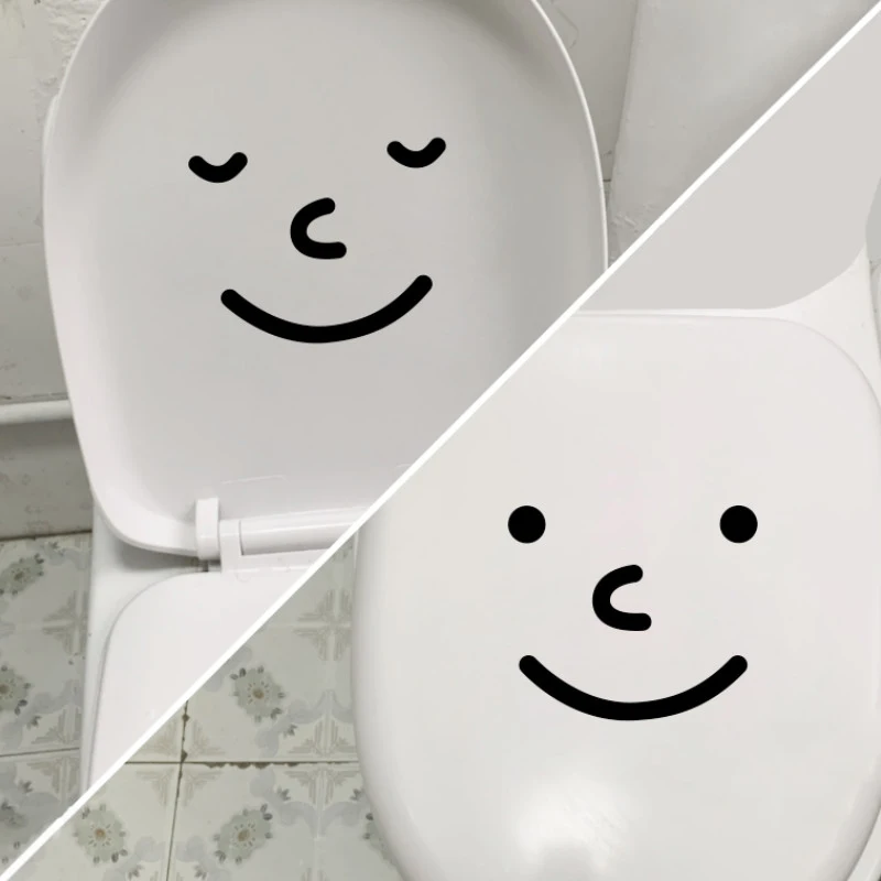 Smile Toilet Sticker for Bathroom Toilet Lid Backrest Door Funny Decoration Waterproof Decals Toilet Accessories