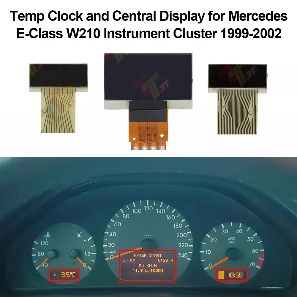 Temp Clock and Central Display for Mercedes CLK W208, E-Class W210 Instrument