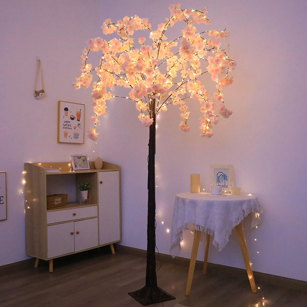 Luces de árbol Sakura de luz cálida, árbol luminoso de 6 pies de alto, para decoración de interiores, árbol Sakura artificial de 450 luces LED