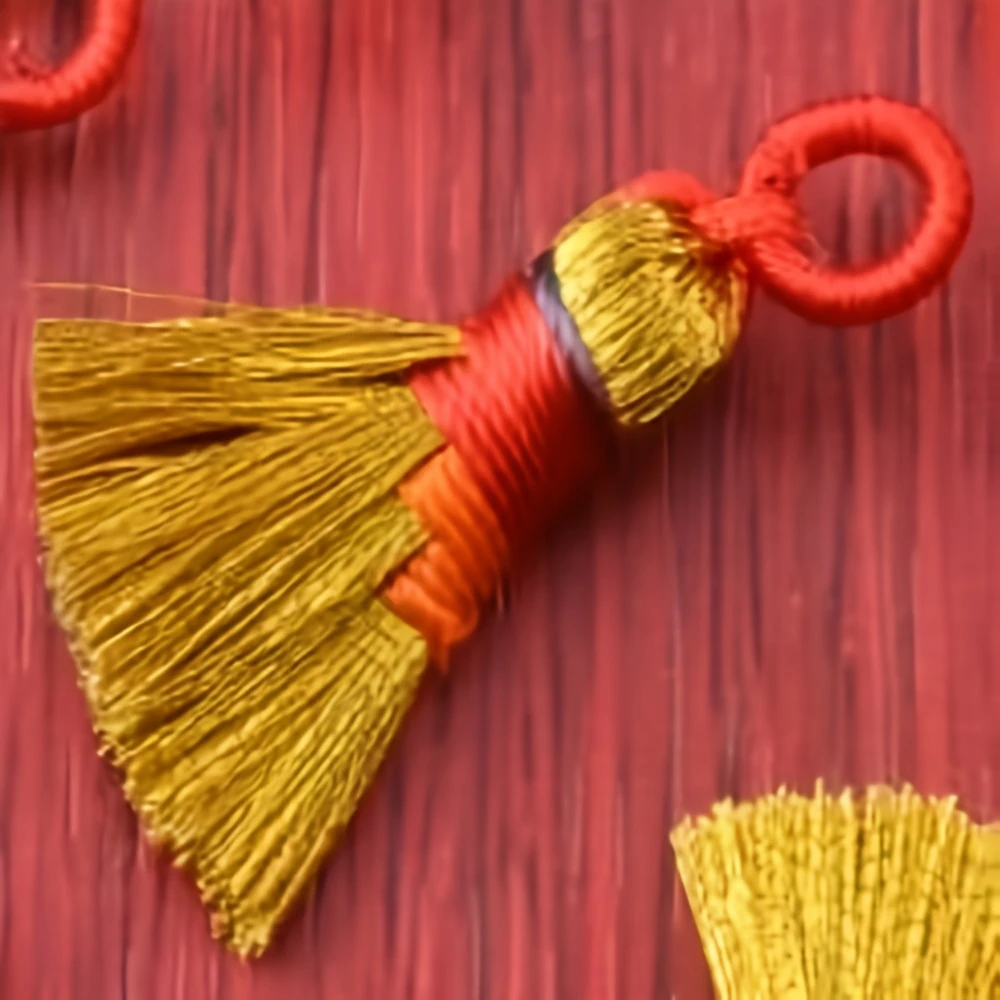 Magic Golden Feng Shui Broom with Red & Gold Tassels — Wealth Attraction, Good Luck & Housewarming Gift