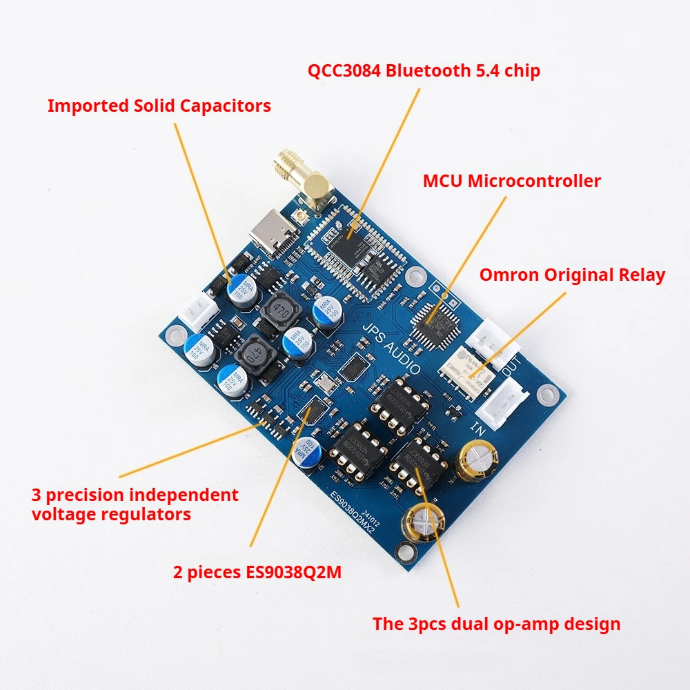 QCC3084 Bluetooth 5.4 réception sans fil double ES9038 carte de décodage DAC NE5532 double OP AMP prise en charge LDAC/APTX