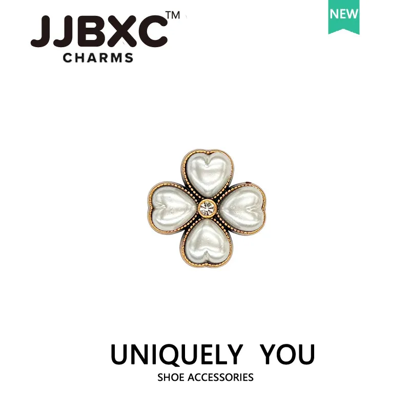 معدن JJBXC سحر إبزيم حذاء إكسسوارات الأحذية المعدنية الرجعية لؤلؤة النحل فراشة DIY الأزياء والأحذية الزينة