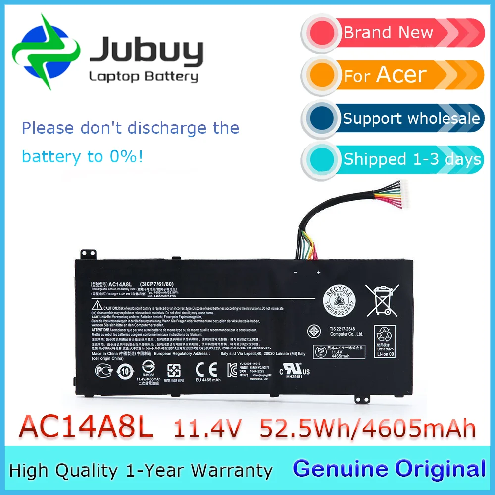 AC14A8L 11.4V 4465mAh Original Laptop Battery for Acer V15 Nitro Aspire VN7-571G VN7-591G VN7-791G AC15B7L