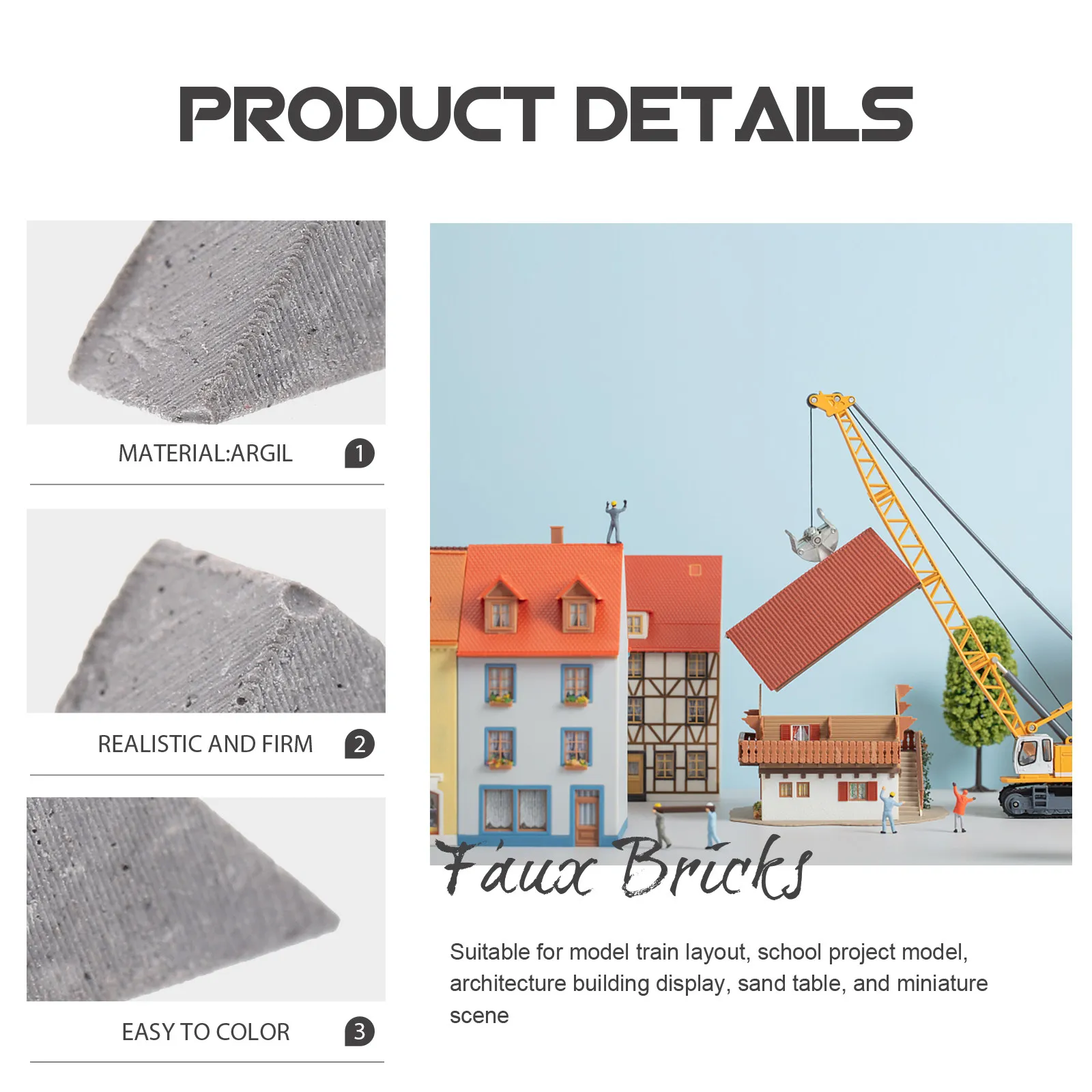 200Pcs Miniature Triangle Bricks Pottery Fired Realistic Fake Wall Bricks for DIY Sand Table Architecture Display Landscaping