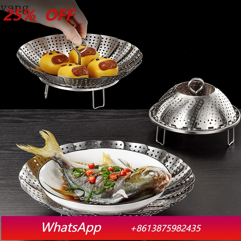 

LMM Stainless Steel Kitchen Steamer Foldable Seafood Breakfast Steamer Electrolytic Noodle Pot