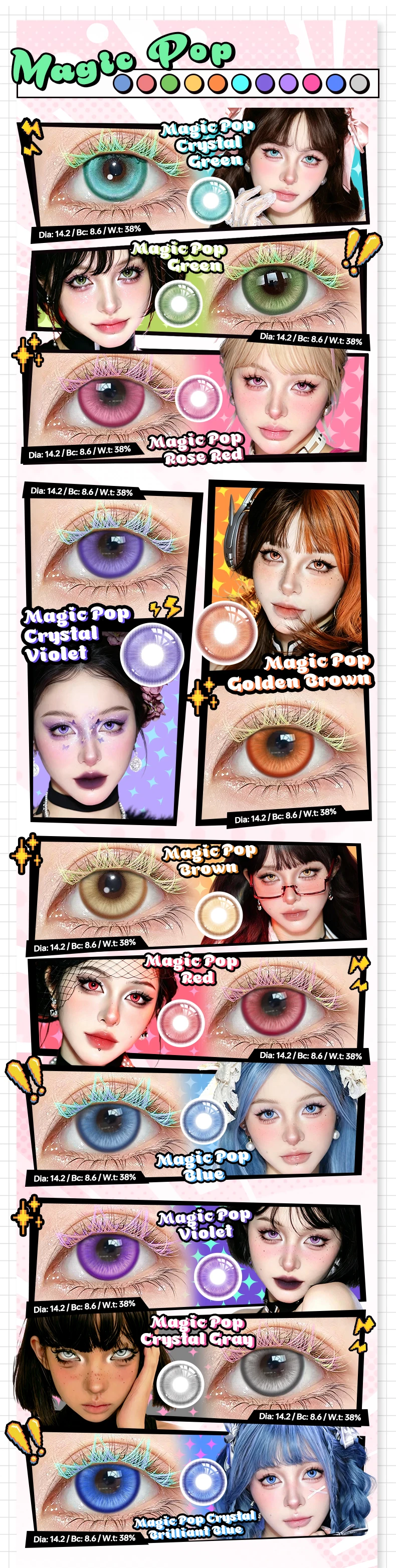 VISUASHOW Natürliche Anime-Cosplay-Farbkontaktlinsen, 1 Paar, jährlich verwendbare, violette Kontaktlinsen für Partys, Kosmetik und Make-up. – Detail 1
