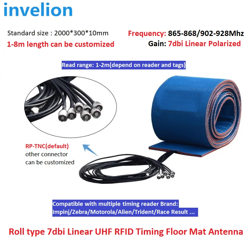 Sistema de sincronización de maratón deportivo UHF RFID, antena de tierra con transpondedor de espuma Rfid, muestra de etiqueta de babero