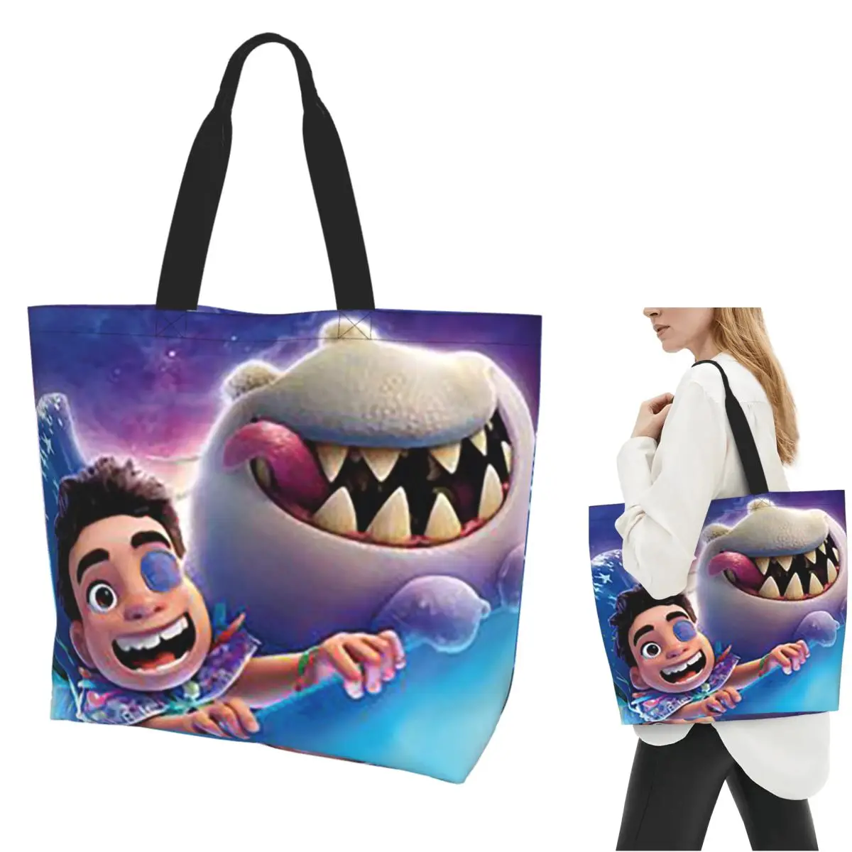 

Cartoon ELIO Shopping Tote Bag Canvas Large Capacity Shoulder Bags Shopper Grocery Handbag for Women