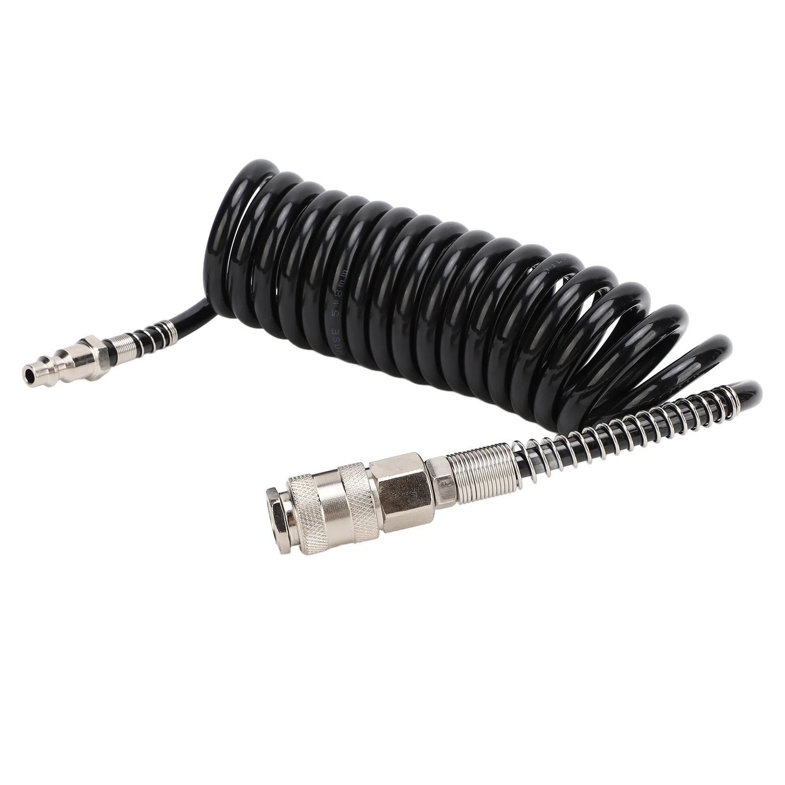 E5 3 Meters Recoil Air Hose Black Reinforced Abrasion Resistant Inflator Extension Tube with Bend Restrictor for Air Compressor