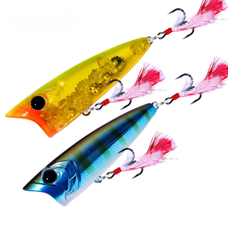 Popper Angel köder 80mm 16,5g Top water Hart köder für Bass Hecht Long Casting Floating Wobble Surface Modell