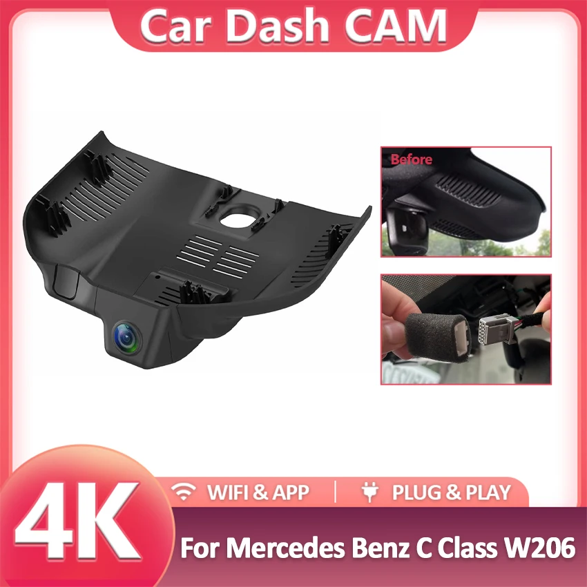 For Mercedes Benz C Class W206 2022-2026 Front and Rear 4K Dash Cam for Car Camera Recorder Dashcam WIFI Car Dvr