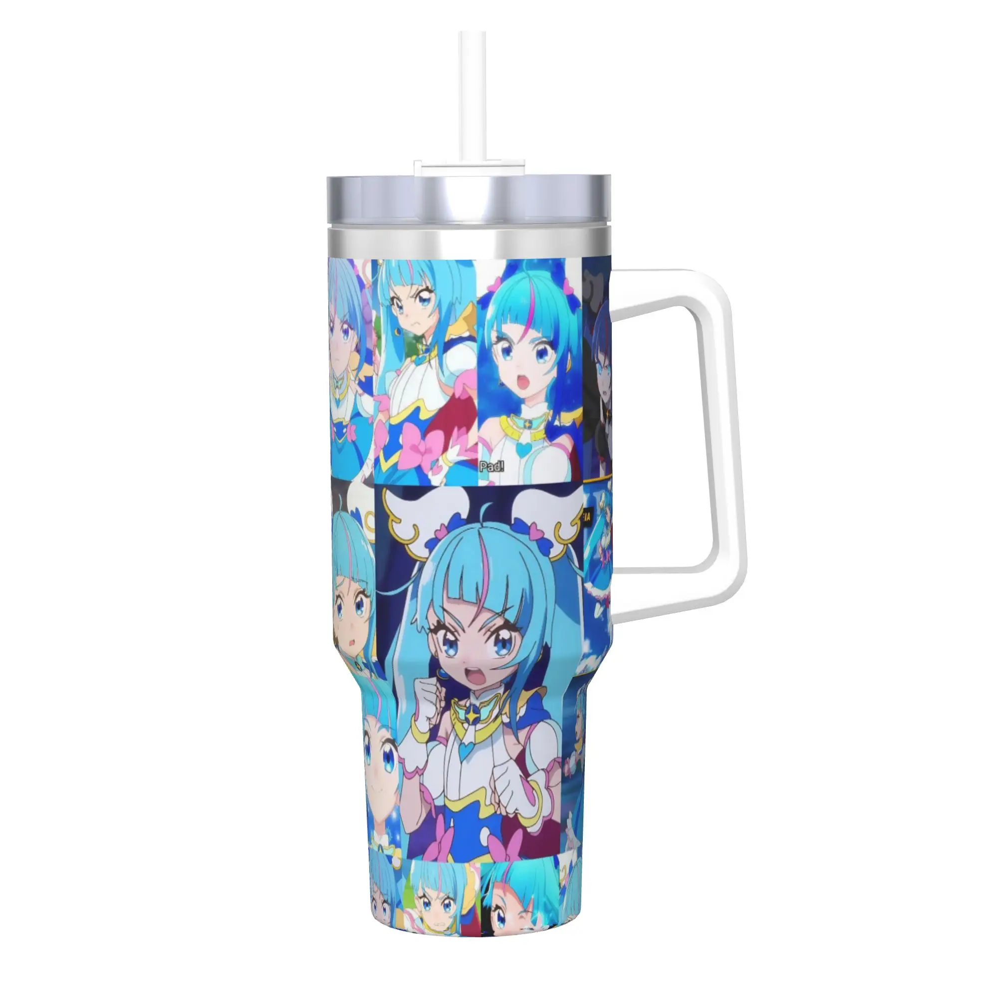 Soaring Sky Pretty Cure Tumbler With Straw  Stainless Steel Mug Double Wall Vacuum Insulated for Cold Or Hot 40oz