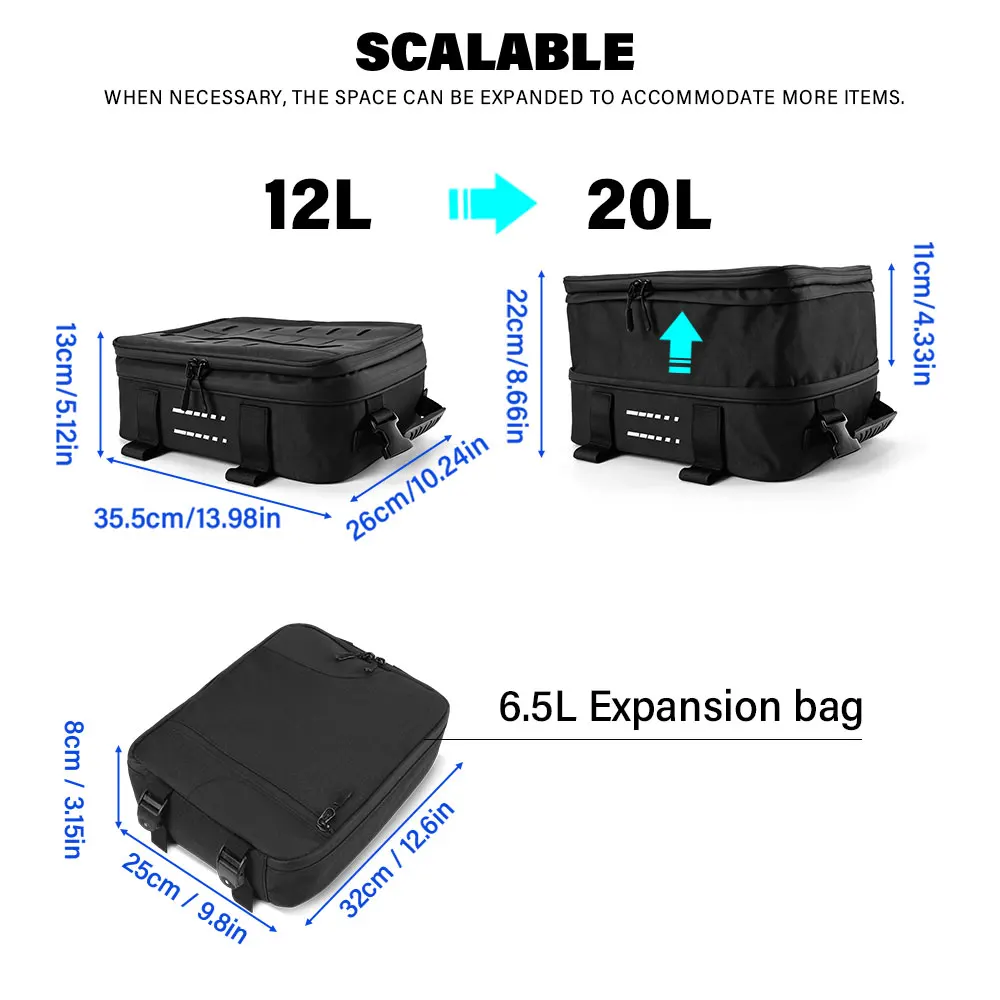 For BMW R1250GS R1200GS F850GS F800GS F750GS K1600 R1250RT S1000XR Top Case Luggage Bag with Detachable Upper Bag