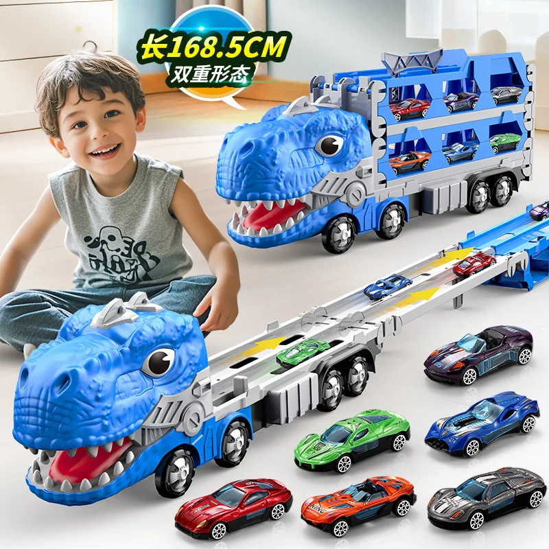 

Dinosaur 2 Changes Form, Folding Track, Catapult Racing Car Container Truck, Tyrannosaurus Rex Storage Three-Dimensional Garage