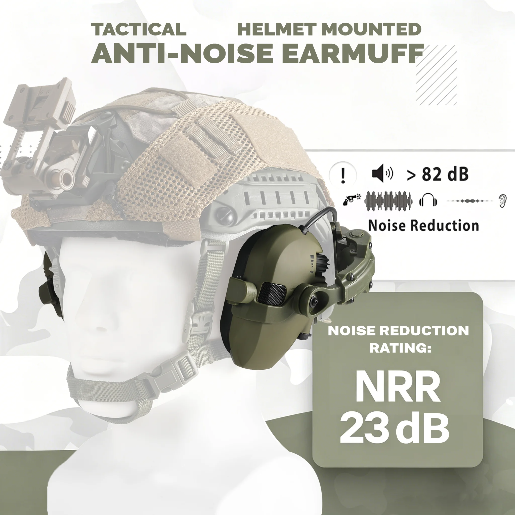Tactical Helmet Headset Active Noise Canceling Ear Protection Shooting Hunting Hearing Defender Helmet Mounted Headphones