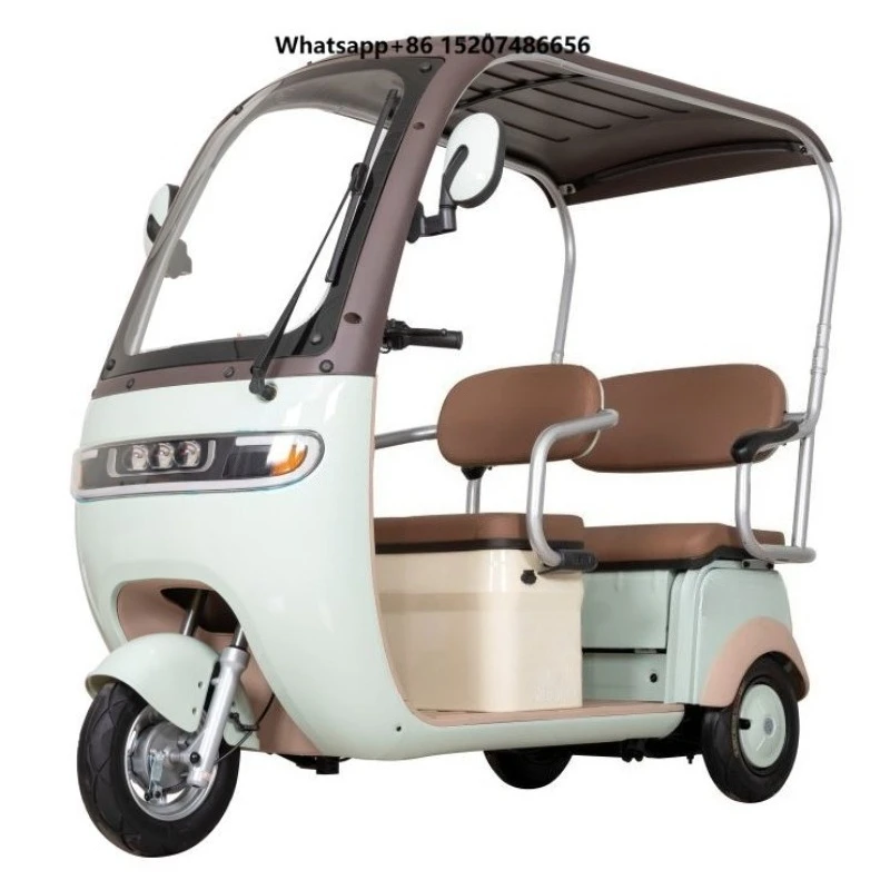 Pedal Assisted 60V Open Body Electric Tricycle with Sun Cover for Adults 3-Wheel Passenger Transportation for Families
