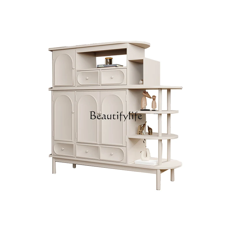 

Curio Cabinet Cream Color Hallway Living Room Entrance Double-Sided Screen Two-Side Cabinet