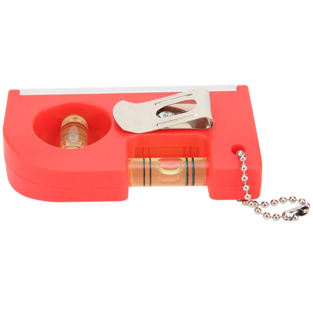 2 Pcs Durable Plastic Mini Magnetic Spirit Level With Chain Red Bubble Measuring Tool Portable Bubble Level Outdoor Home