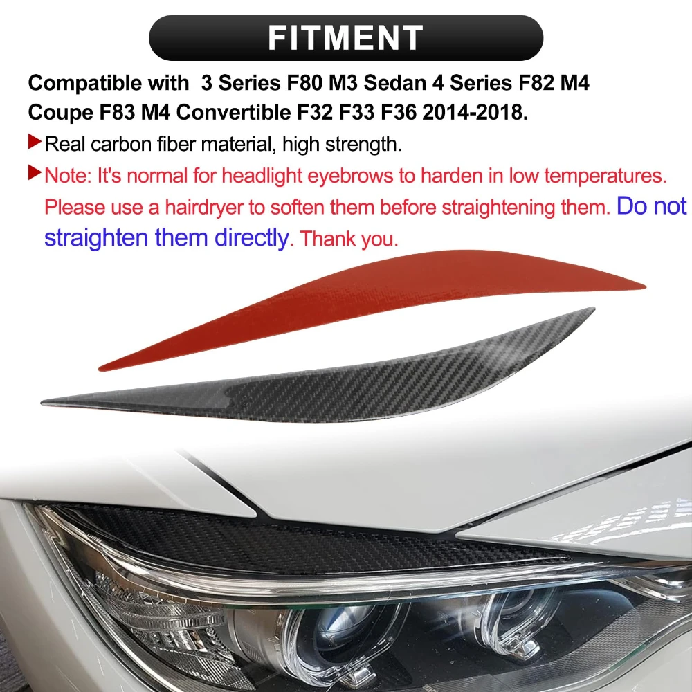 Carbon Fiber Headlight Eyelids Eyebrow Trim Cover For BMW F80 M3 F82 F83 M4 F32 F33 F36 2014-2018 Headlamp Decor