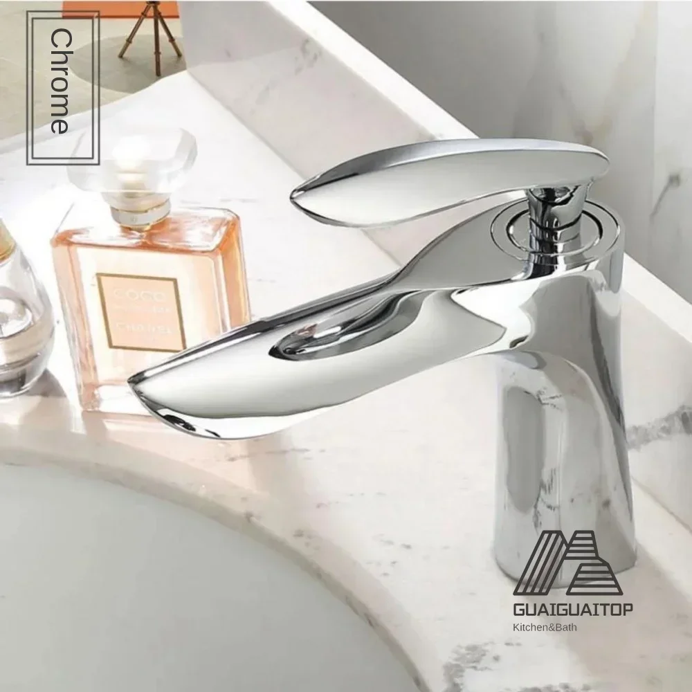 Bath Basin tap Waterfall Bathroom Faucet Single Handle Basin Mixer Tap Bath Faucet Brass Sink Water Crane Silver Bathroom Faucet