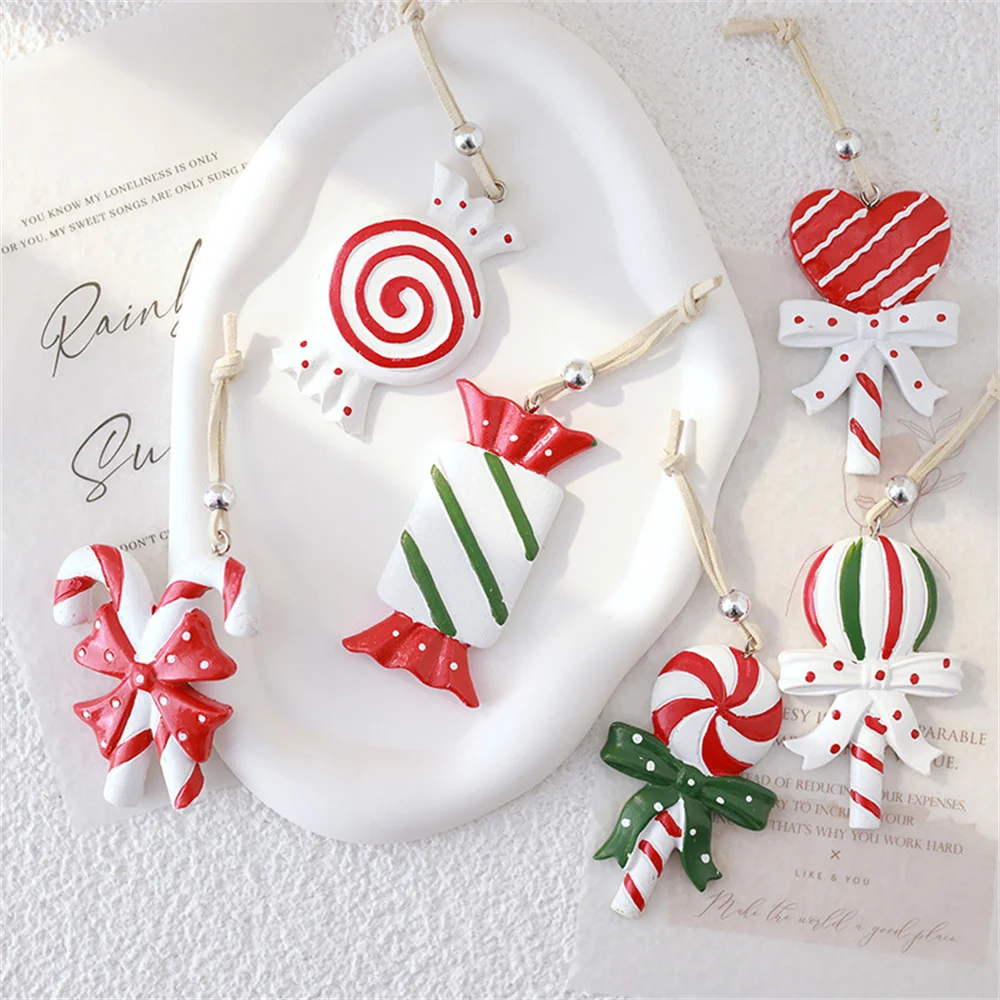 1PC New Hot Sale Resin Colourful Candy Small Pendant Christmas Tree Decorations Hand-painted Hanging Ornaments