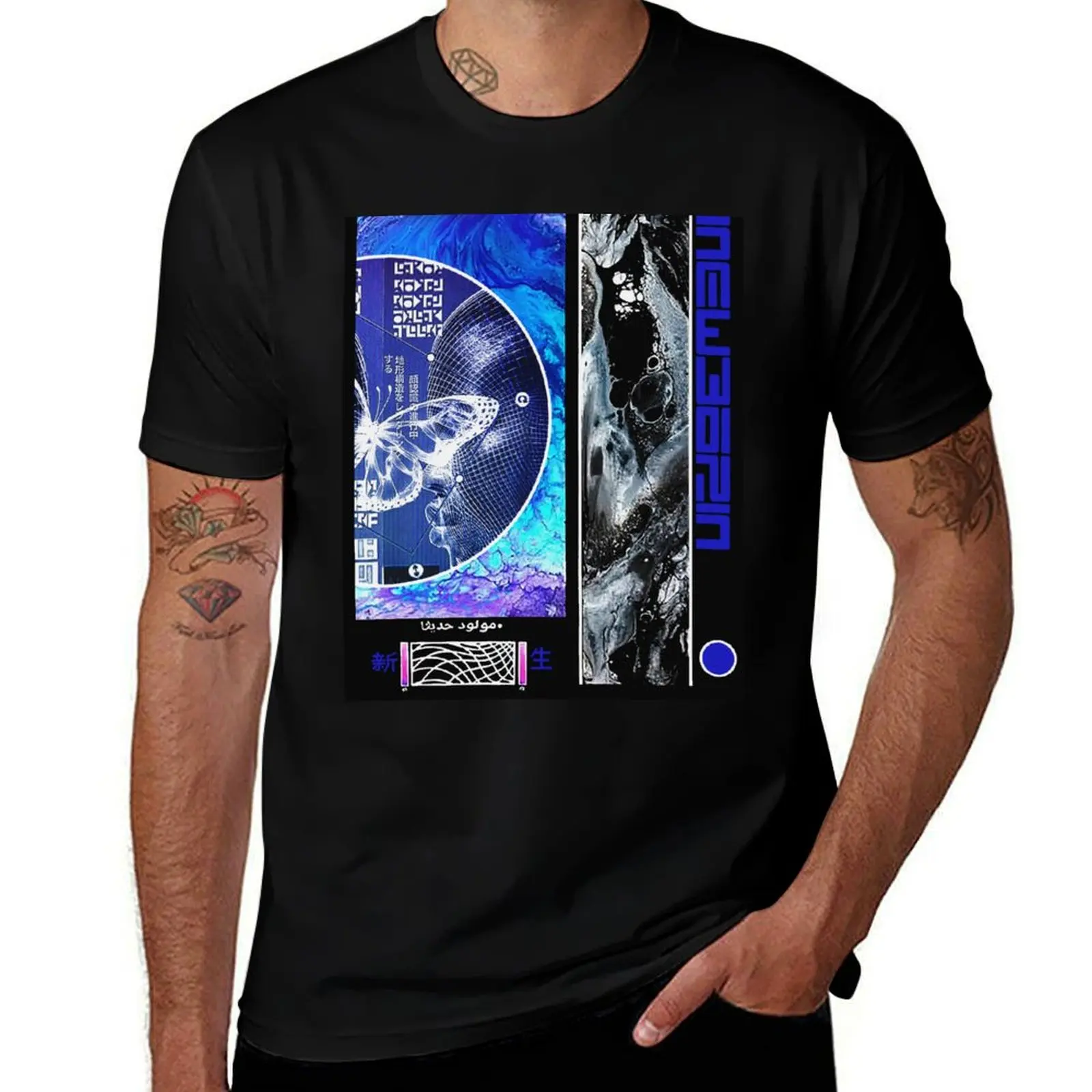Butterfly Colorful Vaporwave Aesthetic Graphic Design T-Shirt Minimalist Graphic Tee Shirt
