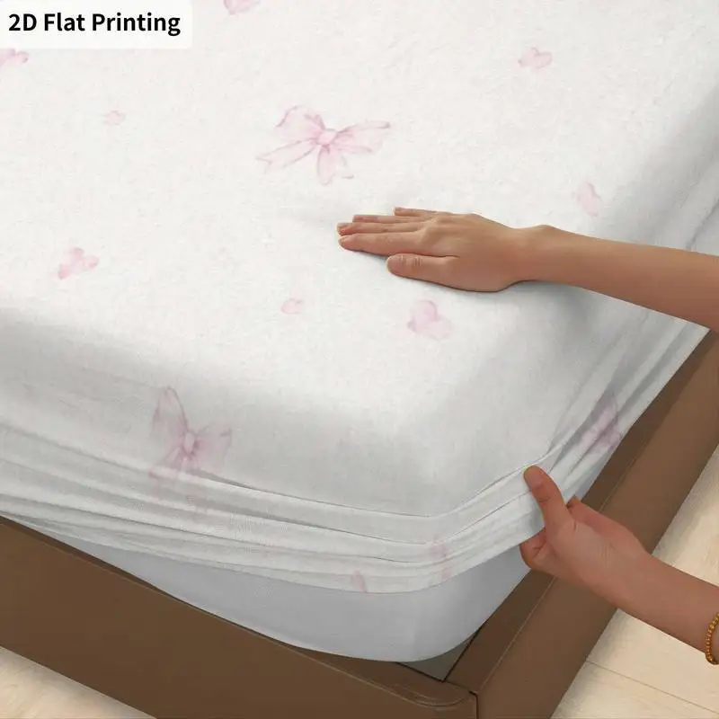 3Pcs Pinkfloral Fitted Sheet Three Piece Set (1*Fitted Sheet + 2*Pillowcases, Coreless), Bedding Set