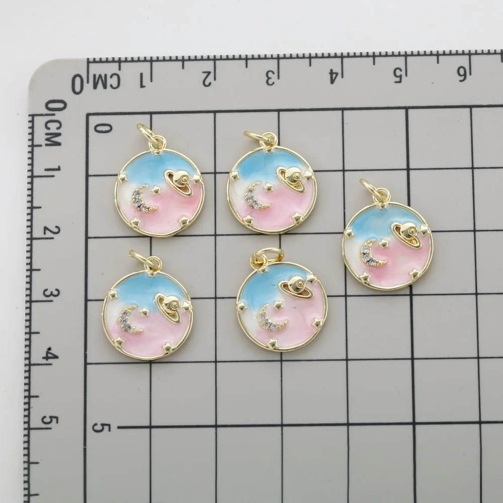 5 قطعة/الوحدة لطيف ستار القمر سحر لصنع المجوهرات لوازم الذهب اللون الزركون Diy أقراط سوار قلادة المفاتيح بالجملة