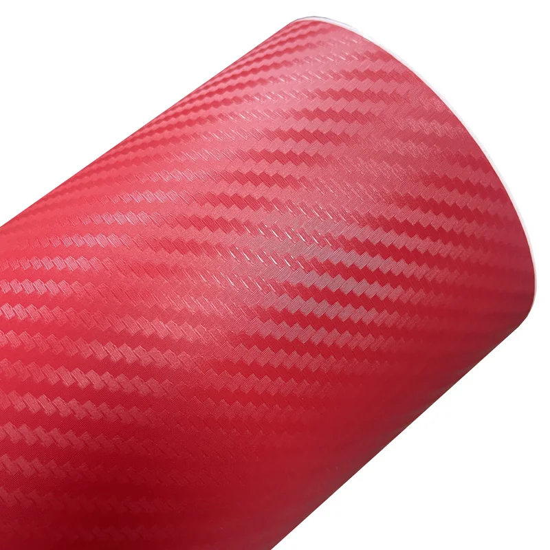 Premium 3D Red Carbon Fiber Vinyl Wrap Roll with Air Release DIY Self Adhesive Decal Sticker Car Wrapping Foil
