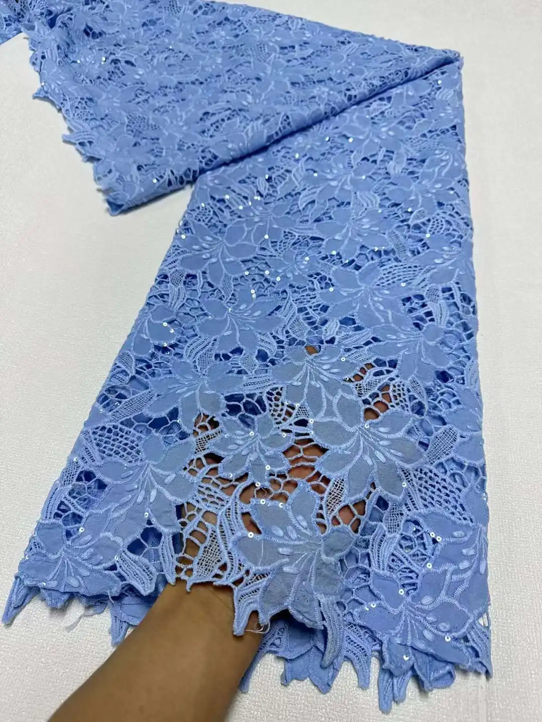 

Nigerian Milk Silk Lace Fabric African Cord Lace Fabric 2024 High Quality Water Soluble Lace Material For Wedding Party Sewing