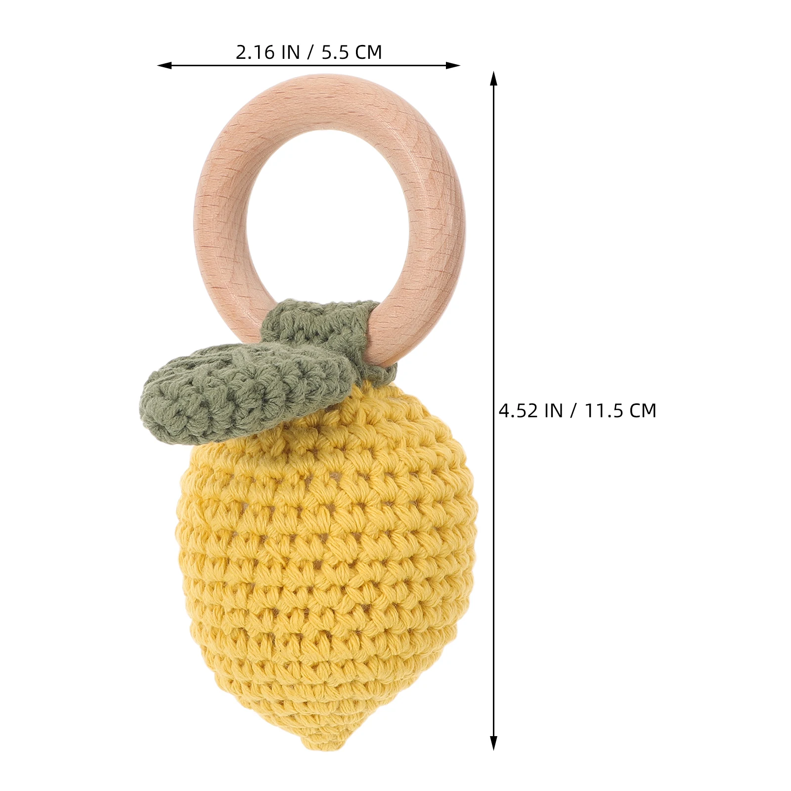 Mordedor de Madera para Bebé con Forma de Limón de Ganchillo, con Anillo de Madera, Mordedor Sensorial Educativo para Recién Nacidos, Hecho a Mano