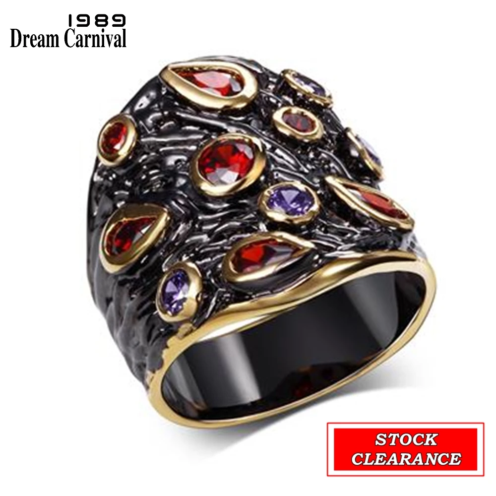 Great Bargaining Price Gothic Women Rings Stock Inventory Clearance Limited Size Quantity Black Gold ColorDreamCarnival1989